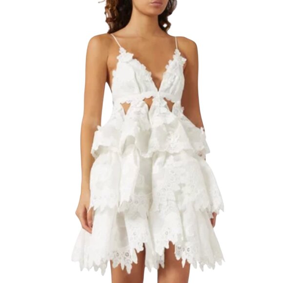 ZIMMERMANN  Crush Tiered Lace Mini Dress Size XS/S NEW - Picture 4 of 14
